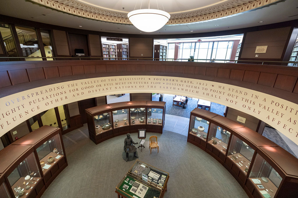 The historic rotunda inside the Illinois Wesleyan library